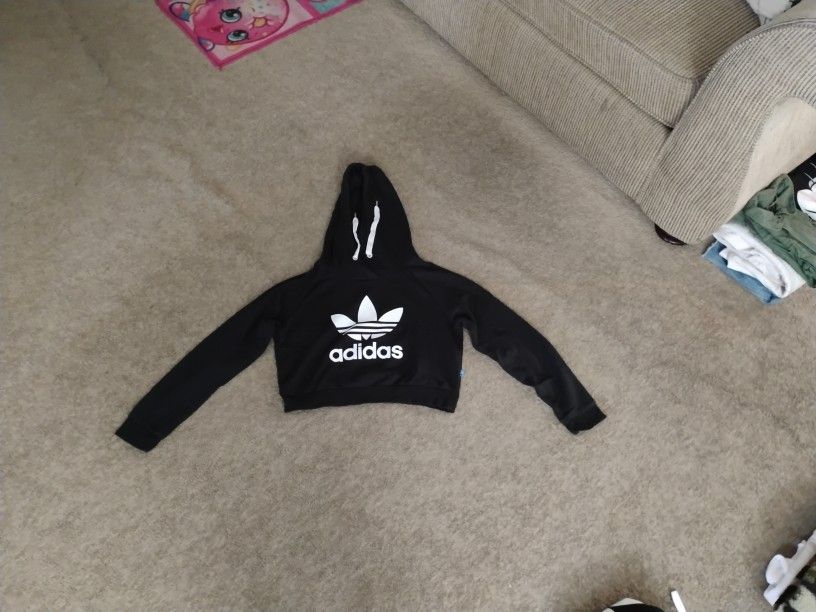 2 Adidas Hooded Sweaters, 1 White Hooded Sweater, And 1 Sweater Size Juniors Small