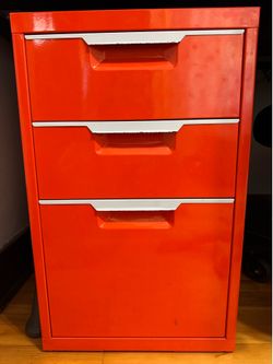 3 drawer orange filing cabinet