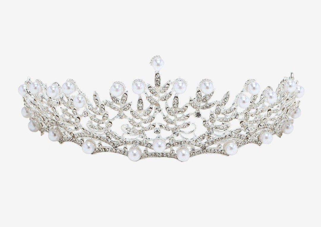 Bridgerton Tiara Gem with Faux Pearl Luxury Elite Nickel-Free Alloy