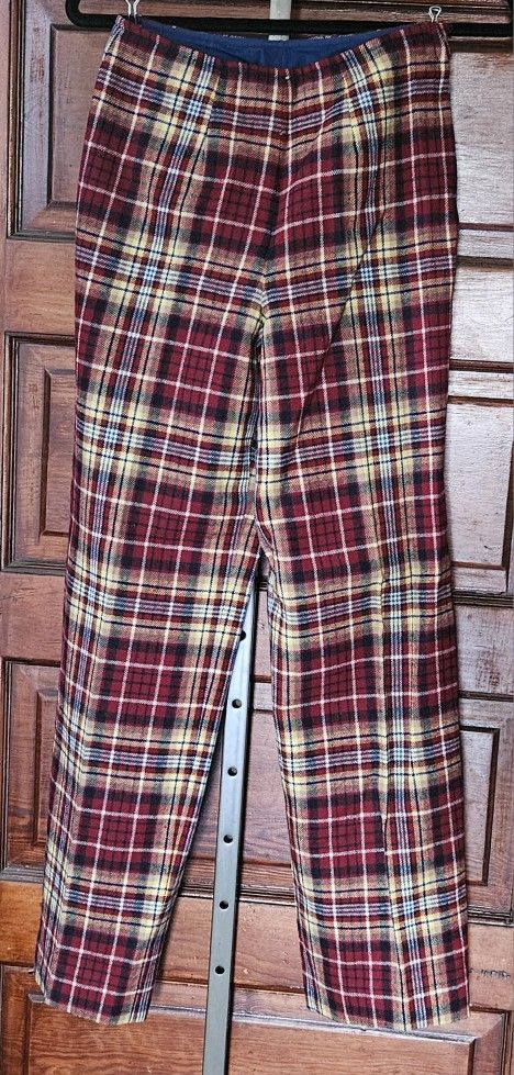Vintage, Size 10, Wool, Plaid, Red Pendleton Pants, Wide Leg