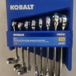 KOBALT SAE Flex Box End Ratcheting Combination Wrench Set 8 Pc NEW