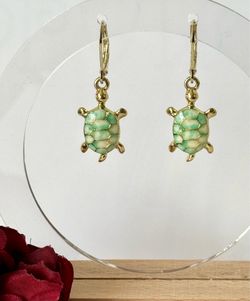 Green Turtle Earrings