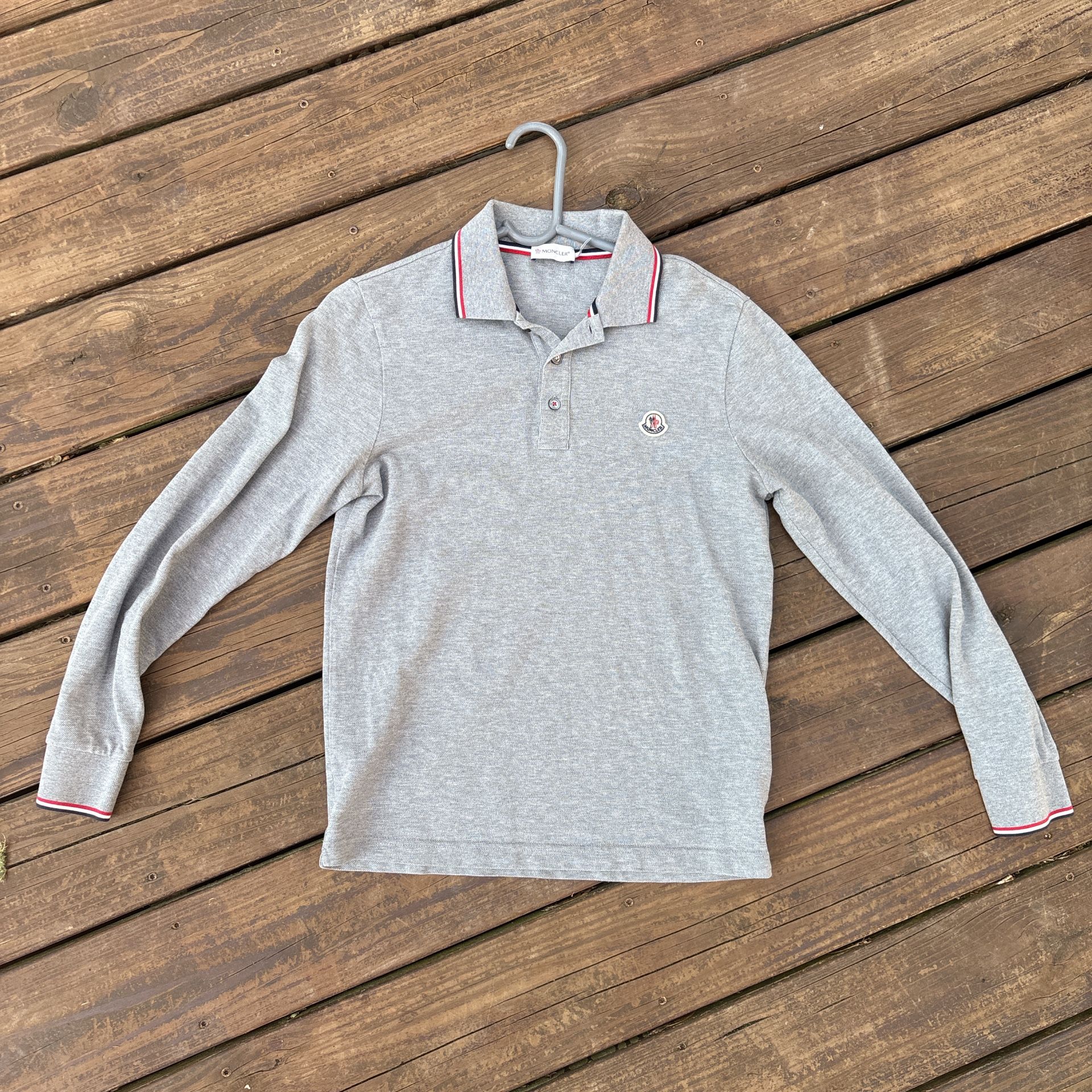 Grey Moncler Long Sleeve Polo
