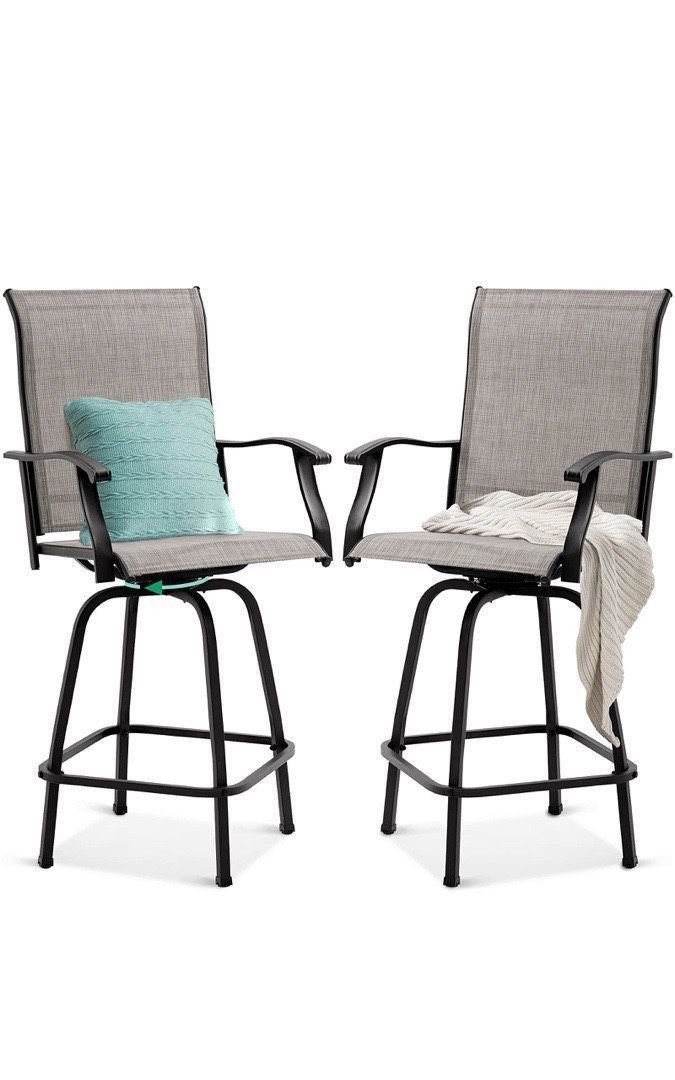 New JINLLY Outdoor Swivel Bar Stools Set of 2 30 inch