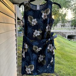 Pacific Legend Blue Short Hawaiian Sarong Floral Dress Size 14 kids size
