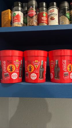 Coca-Cola Vintage Logo Red Plastic Cups Set of 3