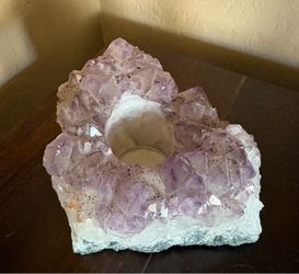 Natural Raw Amethyst Candle Holder