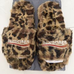 Balenciaga Leopard Fur Slides