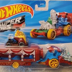 2026 Hot Wheels Super Rigs Car-Nival Steamer Circus Train w/ Trailer Collectible