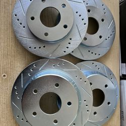 Chevy S10 Blazer 4wd 98-04 Front Rear Drill Slot Rotors Brake Pads 