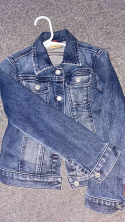 Cute Little Girls Denim Jacket With Butterfly On Back Size large
