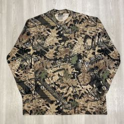 Vintage Camo Long sleeve Shirt Mossy Oak Forest Floor Hunting  Mens XL 