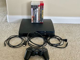 Sony PlayStation 3 (PS3) Slim 160GB Black Console CECH-2501A Bundle + 7 Games + DualShock 3