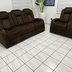 2 PC Dual Power Reclining Sofa