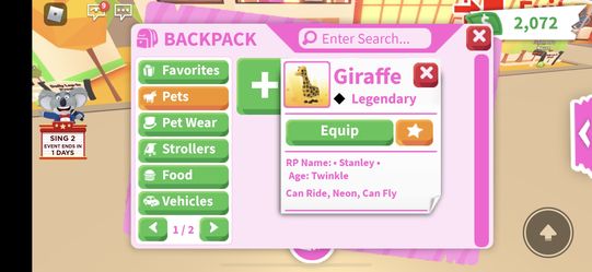 Giraffe, Trade Roblox Adopt Me Items