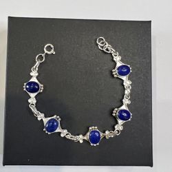 Brand new 925 Sterling Silver Lapis Lazuli ladies bracelet size 6.5”