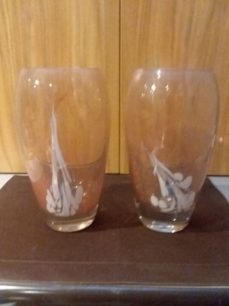 Peach & White Glass Vases