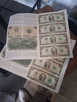2 dollars bills sheets