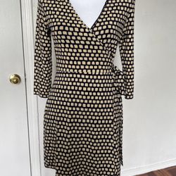 Banana Republic Women’s Navy And Beige Long Sleeve Wrap Dress Size XS