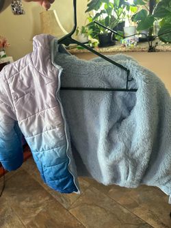 Kids Reversible Puffer Jacket Purple Blue Ombre