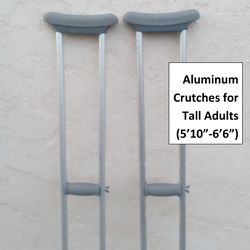 Aluminum Push Button Crutches for Tall Adults (5’10”- 6’6”) up to 300 lbs. with Push-Button Height Adjustment & Wing-Nut Hand Grip Adjustment