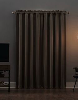 Dark Brown Rod Pocket Blackout Curtain Panel