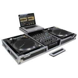Odyssey FZGSLBM12WR DJ Flight Coffin Case for 12″ Format DJ Mixer and Two Battle Position Turntables