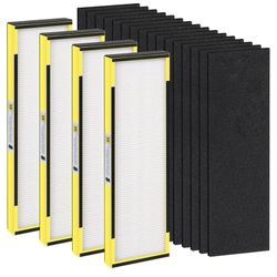New 4-Pack FLT4825 HEPA Filter B Replacement for Germ Guardian FLT4825 AC4825 AC4800 AC4850 , 2 Ture HEPA + 10 Carbon Pre-Filters, 3-Stage Filtration 