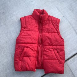 Red puffer vest