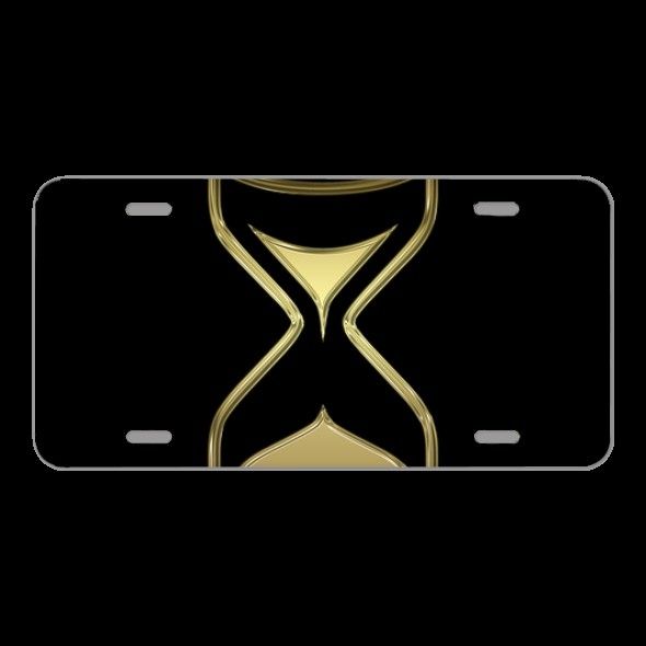 License Plate Novelty Car Front Hourglass Sand Time Clock Gold