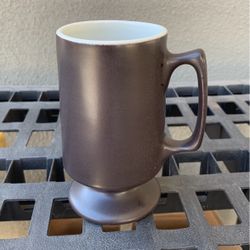 Vintage Hall #1873 Chocolate Brn Glazed Pedestal Coffee Mugs W/Handle