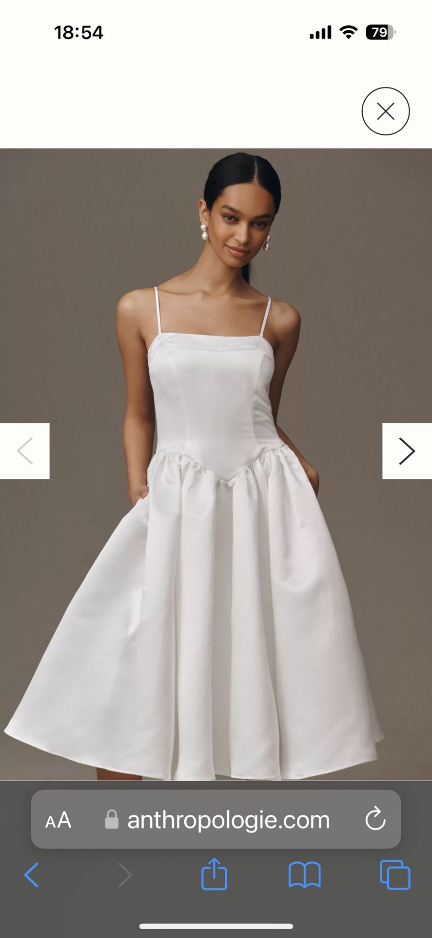 White Basque waist dress (XS) - Anthropologie BHLDN