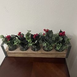 Farmhouse Holiday Christmas Centerpiece Candle Holder Arrangement 