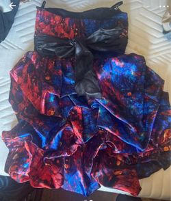 Strapless Ruffled Mini Dress with Bow