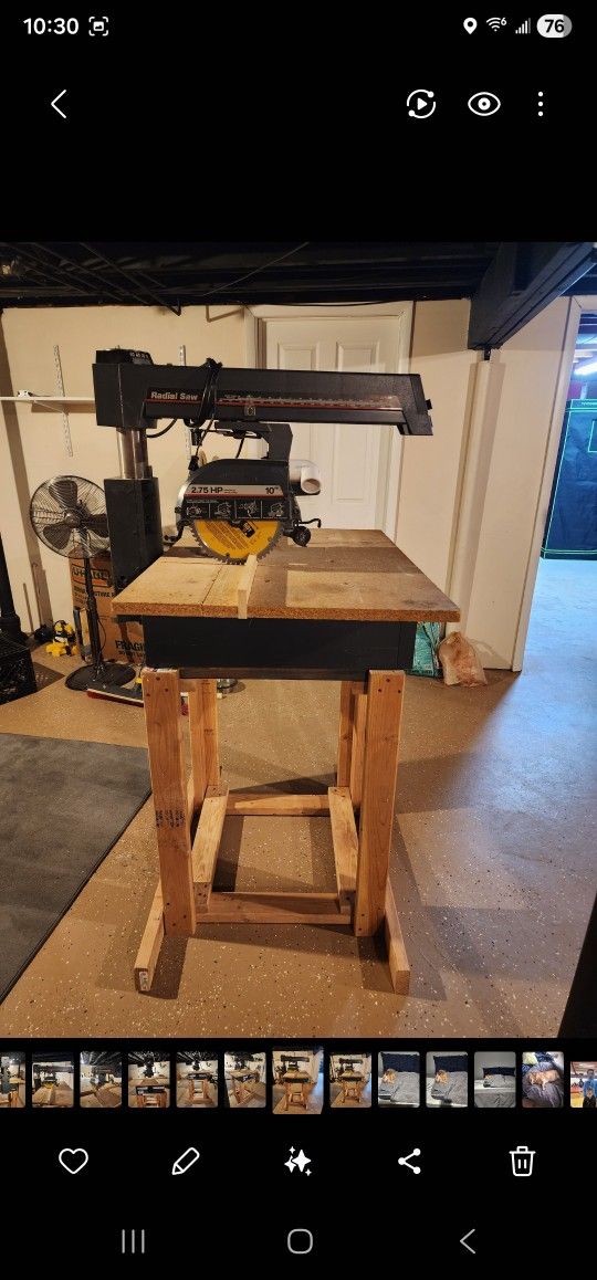 Radial Arm Saw And Table Used Once