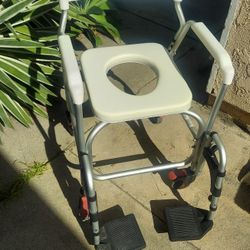 nova padded rolling shower commode chair w foot stirrups