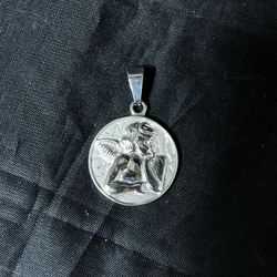 Silver Guardian Angel Prayer Pendant