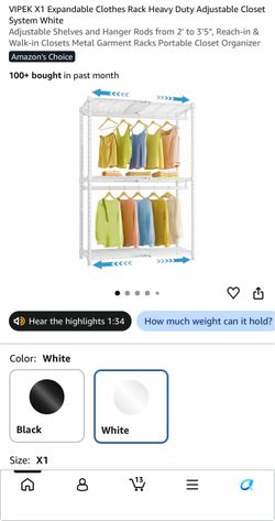 VIPEK X1 Expandable Metal Clothes Rack White