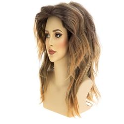 18" Brown Wavy Layered Heat Resistant Wig