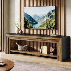 F2443 70" TV Stand, Long Entertainment Center with Shelves for Up to 80" TV