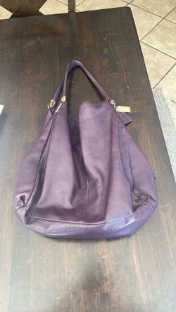 Vintage COACH Madison Phoebe Tumbled Plum Leather 3 Section Shoulder Bag