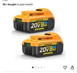 Pitas 20V Max 8Ah Lithium Ion Battery 2-Pack