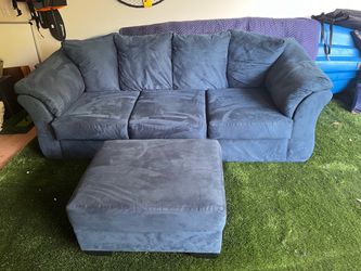 Blue Couch and Ottoman