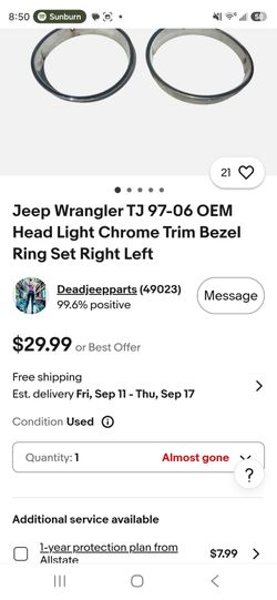 Jeep Wrangler TJ OEM Chrome Headlight Bezel Ring Set
