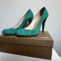 Christian Louboutin Ron Ron - Mint Green Suede - Size 39.5