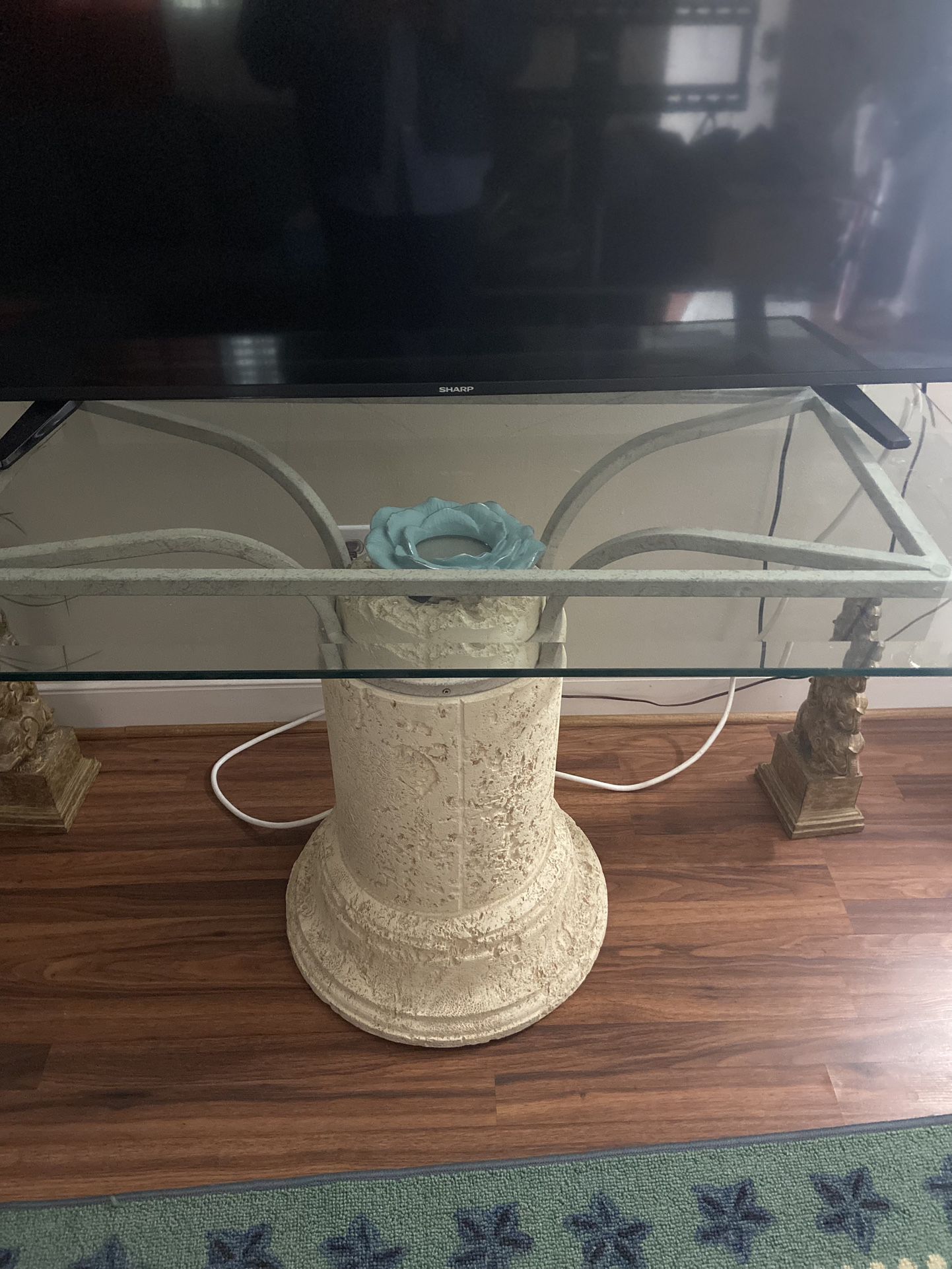 Glass Table  With Hard Plastic Base 