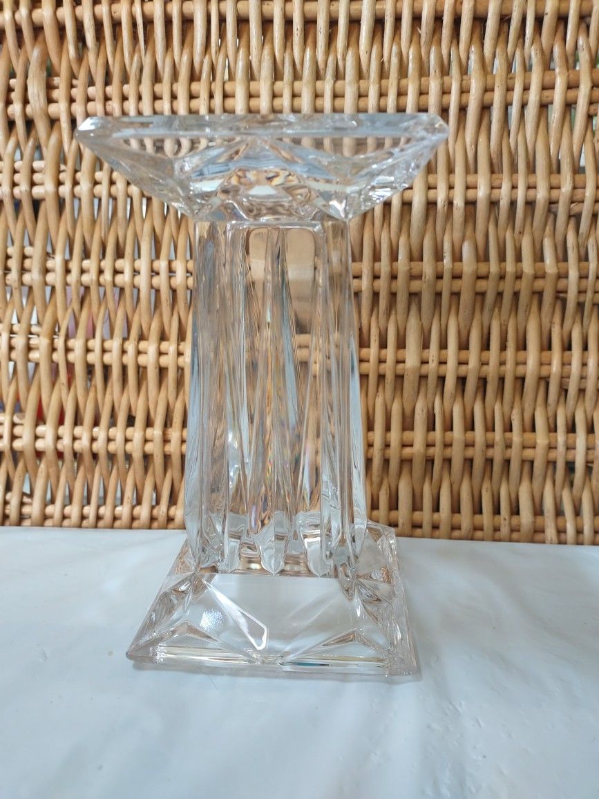 PARTYLITE QUAD PRISM PEDESTAL LEAD CRYSTAL CANDLE HOLDER & VASE