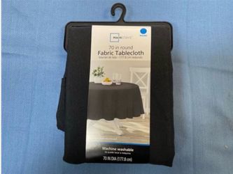 Mainstays Yale Fabric Tablecloth, Black, 70" Round