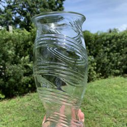 Clear Glass Vase Spiral Design