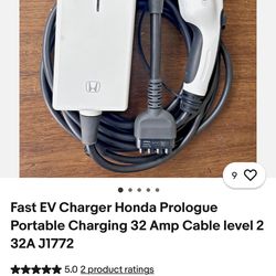 Fast EV Charger Honda Prologue Portable Charging 32 Amp Cable level 2 32A J1772